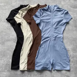 1 pc Yoga Jumpsuit European and American Style Short Sleeve Jumpsuit for Women Dance Fitness Tight Sports Jumpsuit Shorts