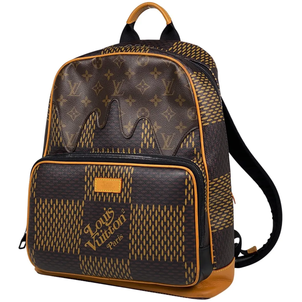 Pre-owned Louis Vuitton pvc Backpacks x Nigo Campus Backpack Damier Ebene Giant Brown back pack 4000008029641