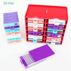 2D FLAT 12 Grids Diamond Painting Storage Organizer Set with Point Drill Tray Red Diamond Art Accessories for DIY Craft
