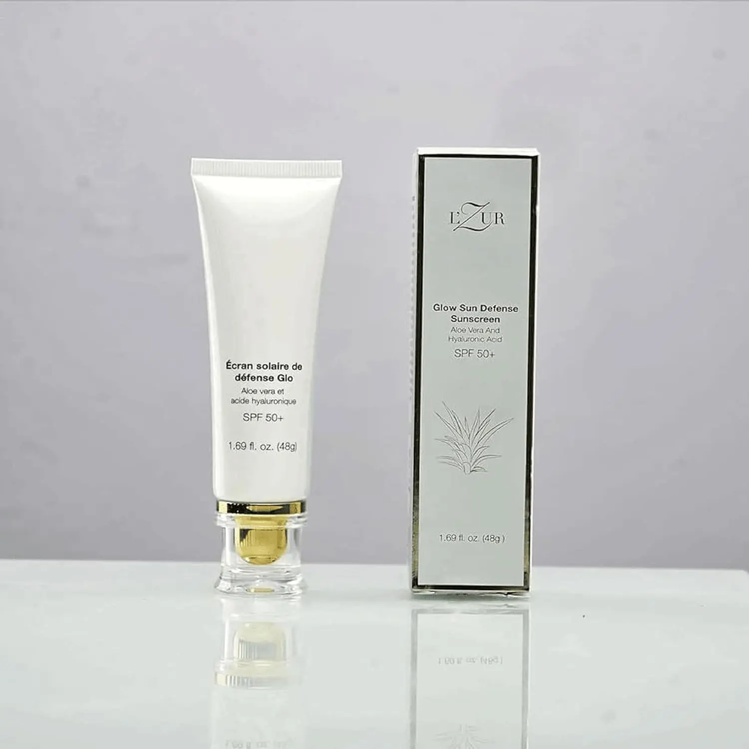 L'Zur Face Sunscreen SPF 50+ Glow Sun Defense Lotion Non-Greasy Ultimate Protection with Aloe Vera, and Hyaluronic Face Moisturizing for Radiant Skin