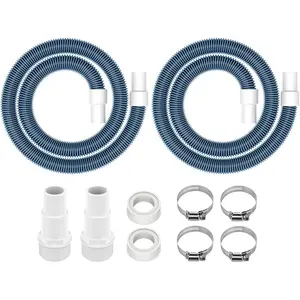 1 1/2" Swimming Pool Filter Hose Above Ground Pool Pump Hose Replacement Kit (6 Feet, 2 Hoses+4 Clamps+2 Adapters+2 Tapes)