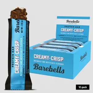 Barebells Creamy Crisp Protein Bar - Chocolate-Coated, 20g Protein, No Added Sugar, Pack of 12, Protein Snacks