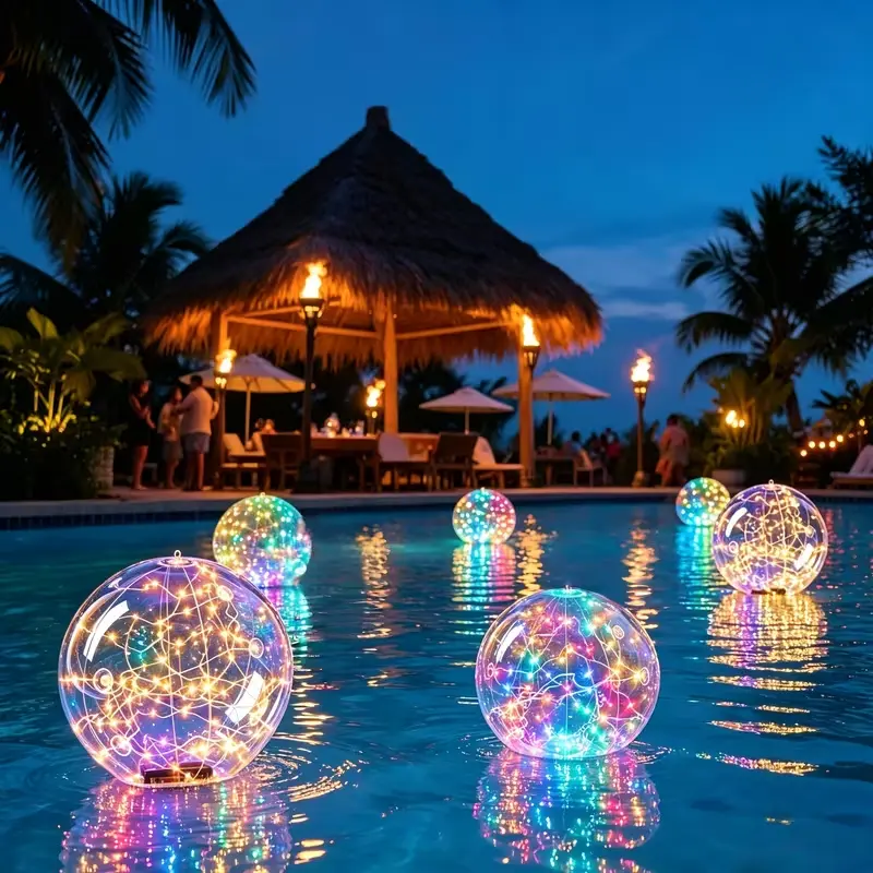 1/2 Solar Floating Pool Light, 13-inch LED Inflatable Spherical Light, IP65-Rated Solar Pool Decoration, Suitable for Above-Ground and In-Ground Pools, Backyards, Gardens, Weddings, Pool Parties, Halloween, Christmas, and Outdoor Holiday Decorations