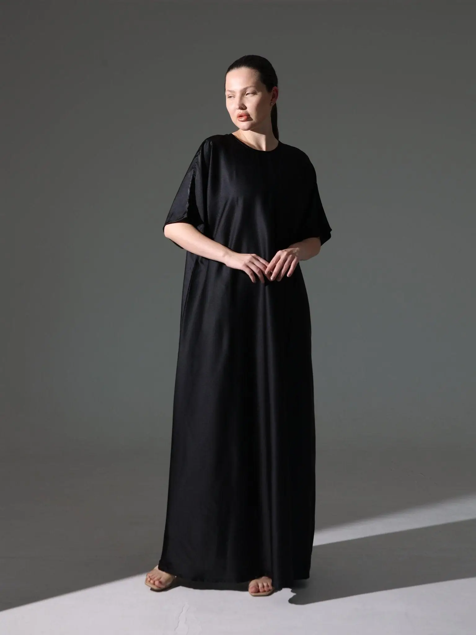 Silk Abaya Inner Slip Dress - Classic Black