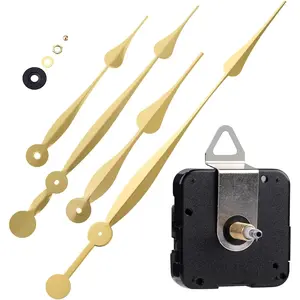 High Torque Movement Mechanism with Extra-Long 11 1/8 Inch Spade Hands, Quartz Motor Kit for Custom Repair, Total Shaft Length 7/8 Inch (Gold)