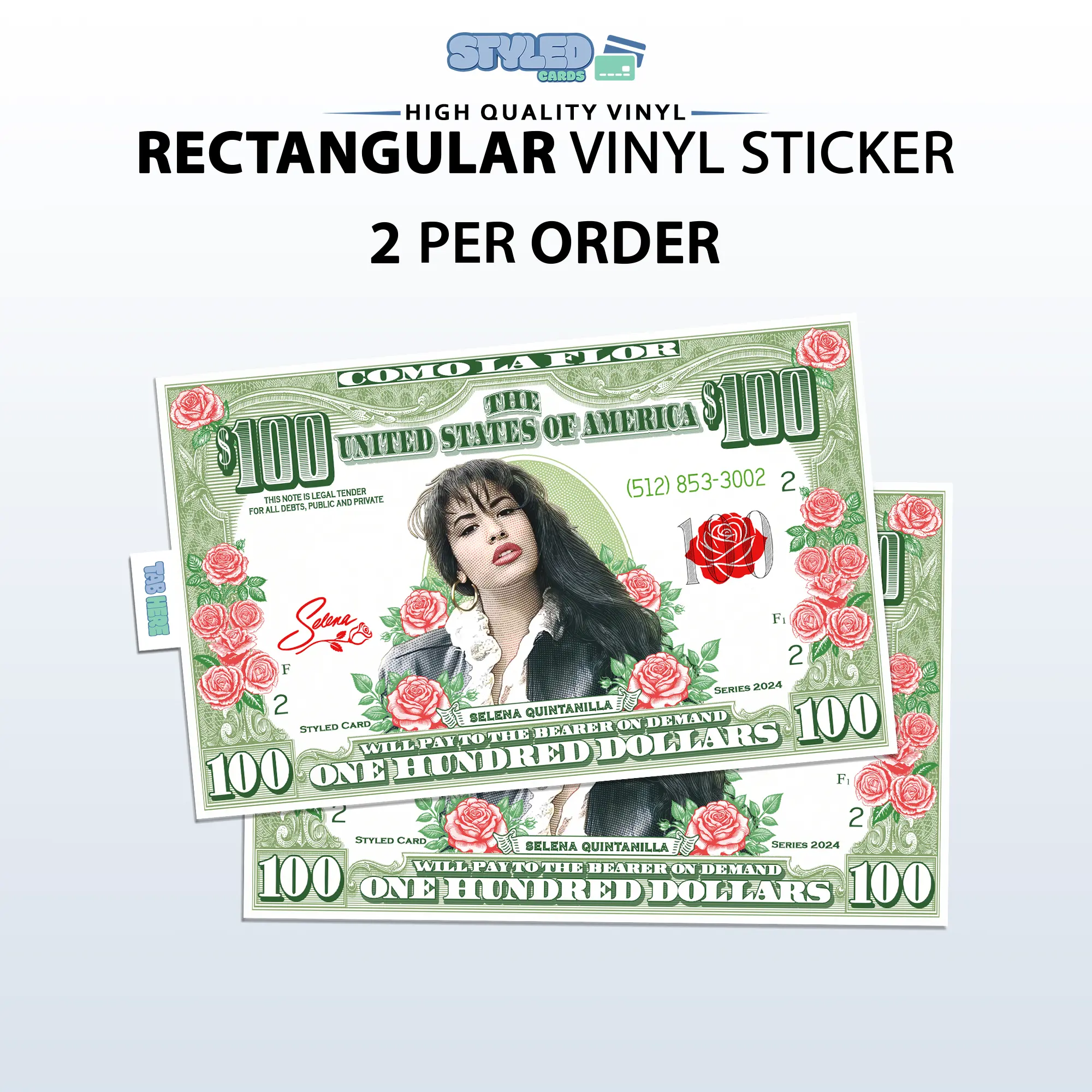 selena rectangle vinyl stickers made with high quality vinyl and uv ink