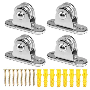 Small Pulley Block Silent Wall Ceiling Mount Pulley with Bearing Fixed Pulleys Wheel Loading 175 Lb for Cord, Material Handling and Moving (4 PCS) FONUNO