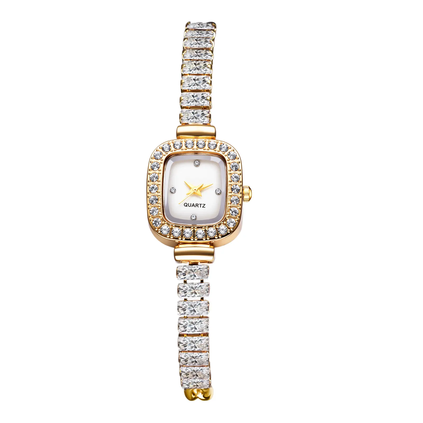 OIDEA Women's Small Square Analog Gold Watch - Bling Iced Out Crystal Diamond Case, Metal Strap, Shell Dial, Adjustable Casual Bracelet Quartz Wristwatch, Watches for Women for Gifting & Business Casual Outfits summerwins