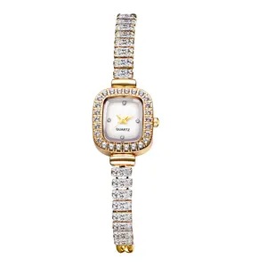 Square Watches for Women: Ladies Bling Analog Quartz Iced Out Crystal Diamond Case Casual Bracelet Wristwatch Gift