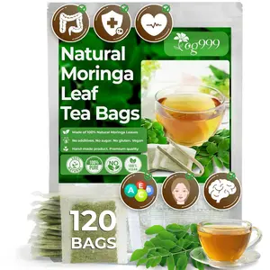 FreshDrinkUS 120 Moringa Leaf Tea Bags, 100% Natural & Pure from Moringa Leaves. Loose Leaf Moringa Herbal Tea. Moringa Leaf Tea. No Sugar, No Caffeine, No Gluten, Vegan. Beverage