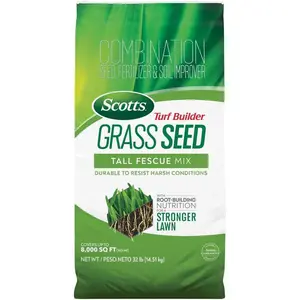 Tall Fescue Grass Seed Lawn Repair Thick Green Yard Durable Turf Builder Mix for Harsh Conditions Covers 8000 sq ft