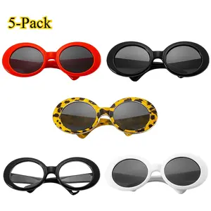 5/1-Pack Cute Round Pet Sunglasses for Cats & Small Dogs, UV Protection Pet Sun Glasses, Stylish Mini Shades for Kittens Puppies, Fun Photo Props for Summer, Beach & Outdoor Pet Photography