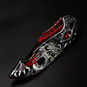 3D Skull Folding Knife – Cool Gift for Men, Stainless Steel Pocket Knife with Skeleton Handle, EDC Tactical Tool for Camping, Hunting & Survival – Unique Gift Idea