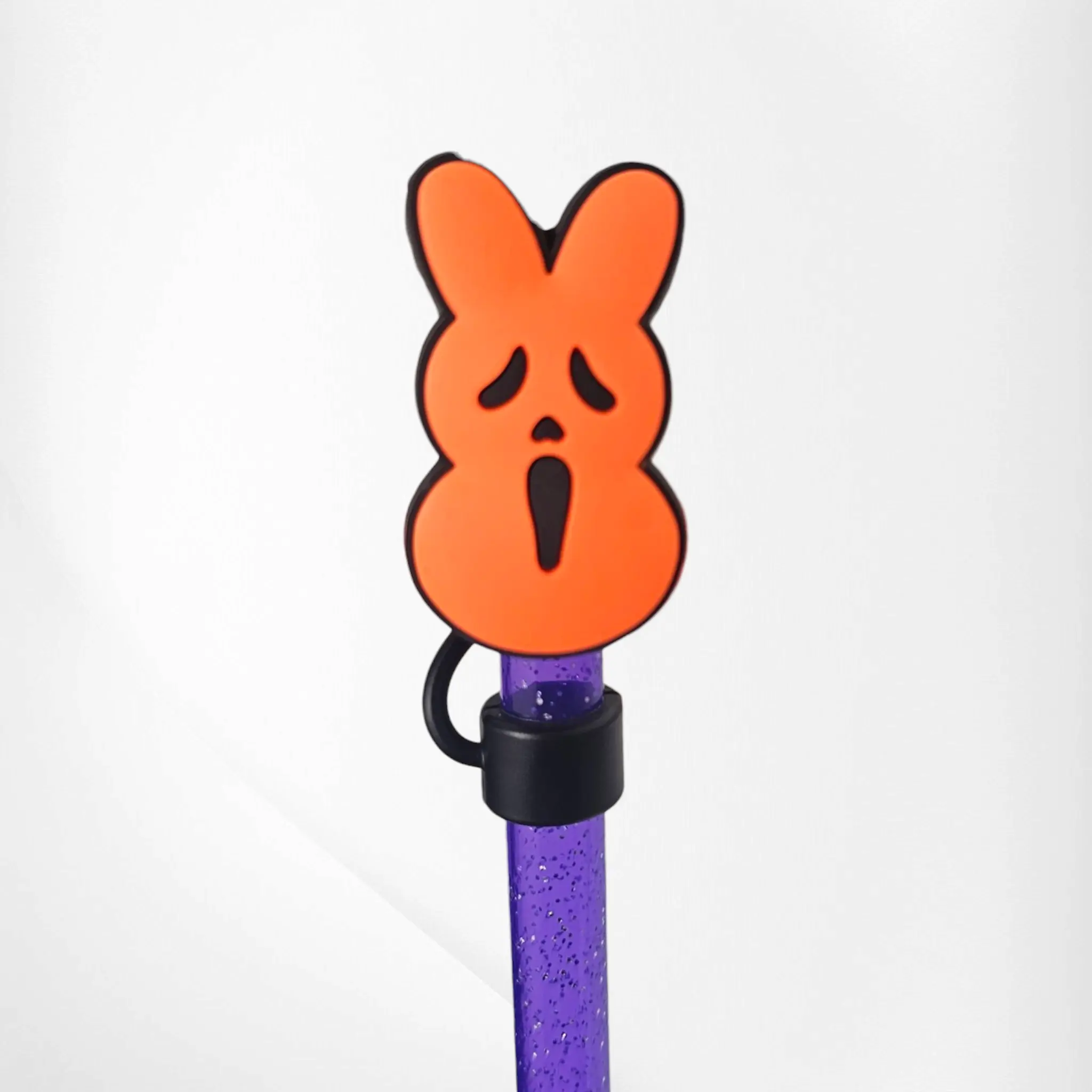 Ghost Face x Peeps Bunny Silicone 10mm Straw Topper  - Orange