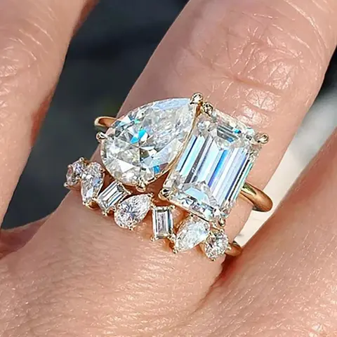 Fashionable Elegant Artificial Zircon Decorated Ring, Luxury Engagement Elegant Glittering Ring for Women, Trendy All-match & Exquisite Jewelry for Birthday Gift, Artificial Gemstone Ring, Engagement Rings, Beautiful Rings