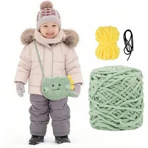 Crochet Kit for Beginners Crossbody Wallet Belt Bag Crochet Starter Kits Craft Knitting Crocheting Kits with Yarn, Hook, & Tutorial  for for Birthday (Green-Dinosaur Bag)