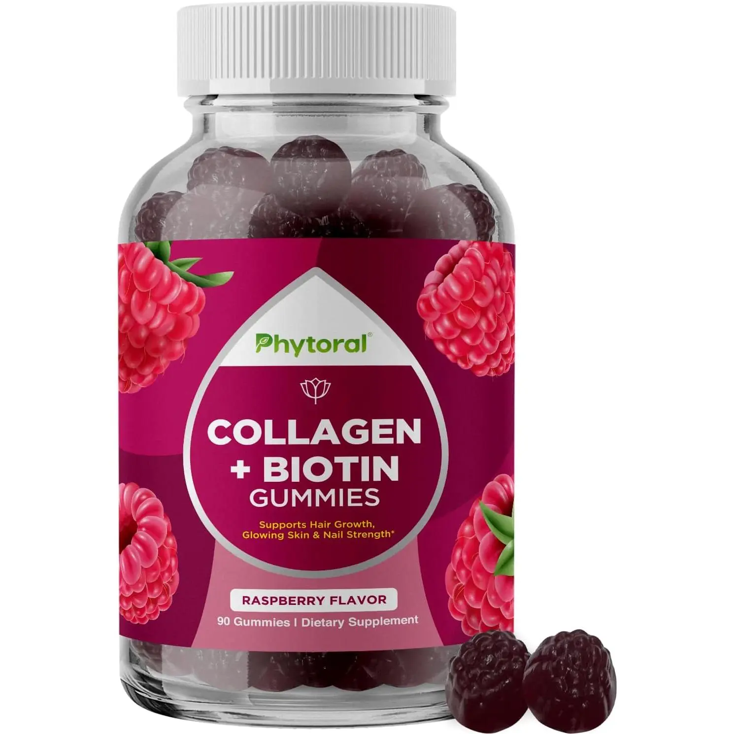 Hydrolyzed Collagen Peptides for Women with Biotin - Hair, Skin and Nails Vitamins for Elasticity, Vitality & Hydration Gummies - Naturally Sourced Biotin and Collagen for Women - 90 Count
