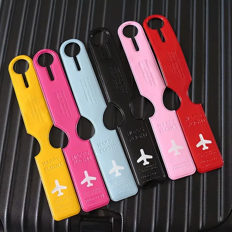 6-Piece Colorful Luggage Tag Set – Durable PVC Travel Accessories featuring Easy-to-Read Labels for Quick Identification, Flat Design suitable for Suitcases, Handbags – Secure Travel Tags for All Your Luggage, Traveling Essentials