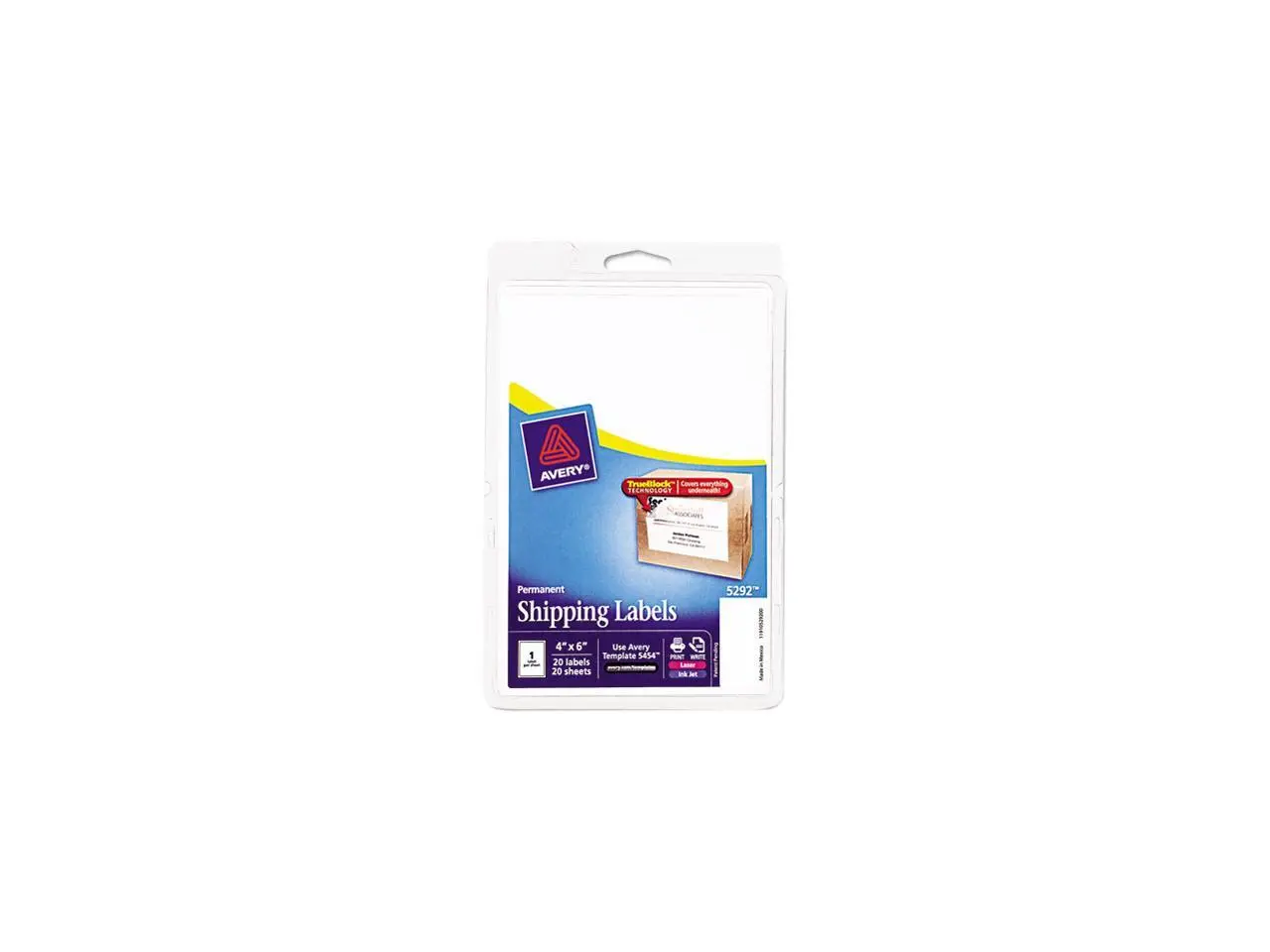 Avery Full-Sheet Labels with TrueBlock Technology Inkjet/Laser 4 x 6 White 20