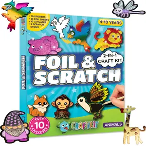 Craftikit Animal Foil & Scratch Art Paper Craft Kit for Kids Ages 4-10 | Screen-Free Arts & Crafts Activity | 10 Scenes, 70+ Stickers, 20+ Foil Sheets | Mess-Free Creative Fun