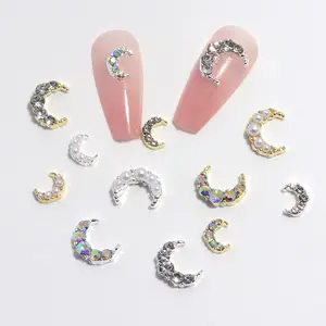 Nail Art Accessories Moon Inlaid Diamond Crescent Alloy Star Moon Jewelry Wearable Nail Decoration Diamond Accessories