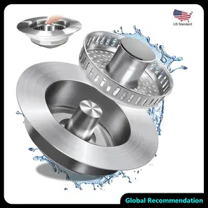 Stainless steel sink filter-Upgraded 3 in 1 Kitchen Sink Drain Strainer - Stainless Steel Sink Stopper, Anti-Clogging Sink Food Catcher Basket,for US Standard 3 1/2 inch Drain