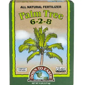 Down to Earth Palm Tree Fertilizer OMRI Certified Organic 6-2-8 All Natural Fertilizer for Planting and Gardening 5lb