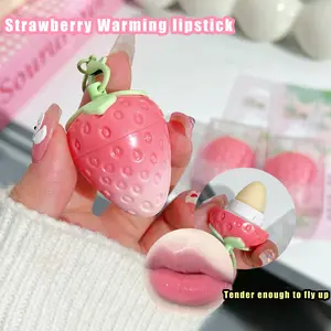 4 Strawberry Shape Color Changing Lip Balm Long-lasting Moisturizing Not Easy To Fade Temperature-sensitive Color Lip Balm Lip Gloss Lip Care
