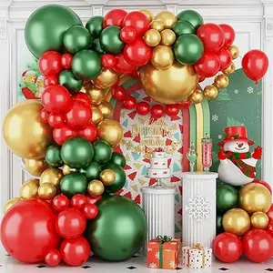 120 Pcs Christmas Red, Green Gold Balloon Garland Arch Kit for Birthday Baby Shower Wedding Graduation Christmas Party New Year's party Decorations