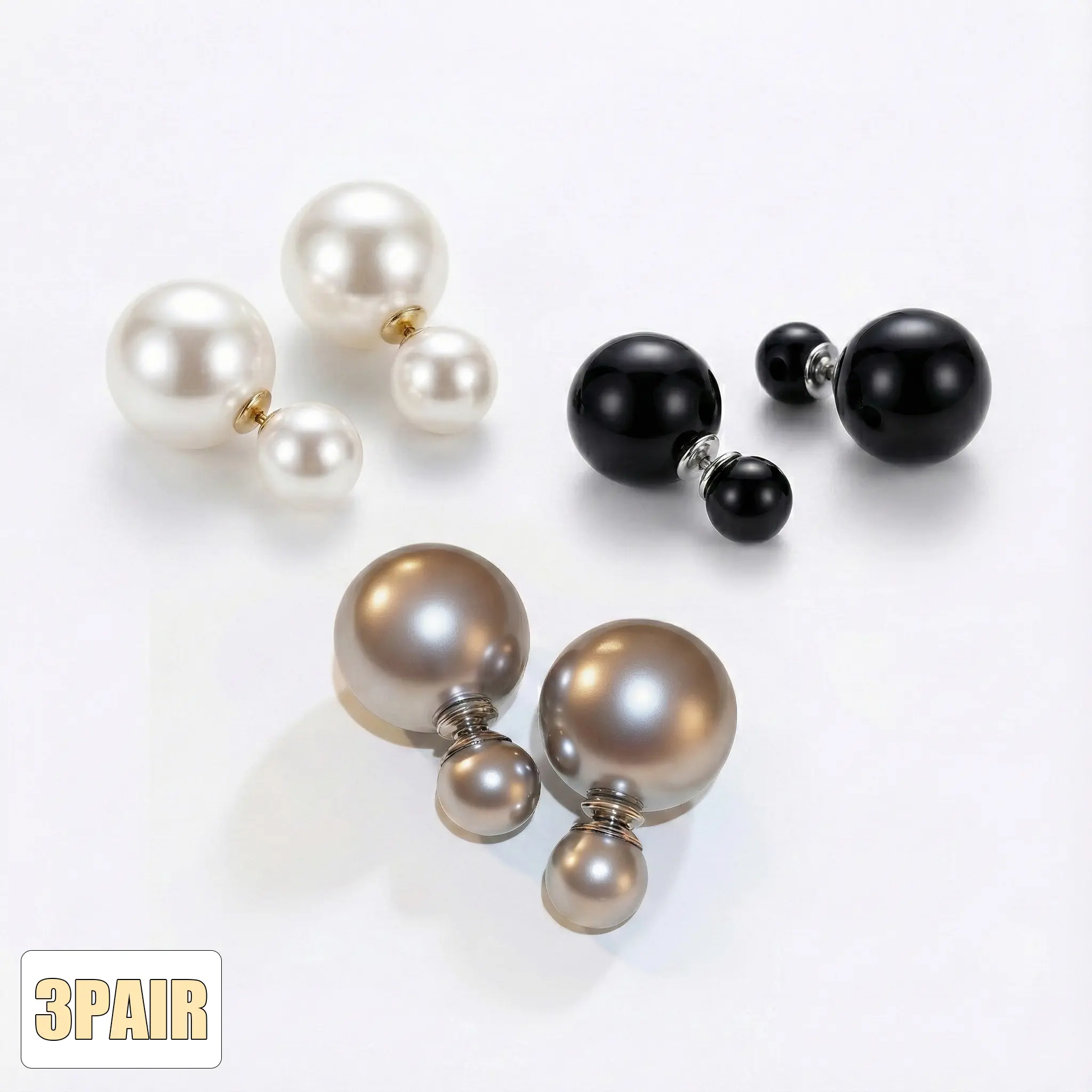 3 Pairs(Pearl/Gray/Black)