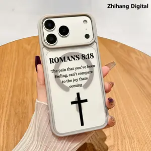 Jesus Cross Bible Pattern Fashion Magnetic Phone Case Supports Wireless Charging for iPhone 17 Pro Max Air 15 16 Plus 14 13 12 11 Shockproof Non Slip Protection Silicone Transparent Acrylic Cover Cellphone Protective