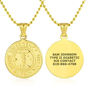 Custom Engraved PVD Gold EMT Charm Necklace