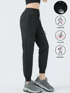 Women's Outdoor Sport Windproof Waterproof Pants, Lightweight Multi-Pocket Softshell Hiking Trousers with Safety Zipper Pockets, Sports Pants