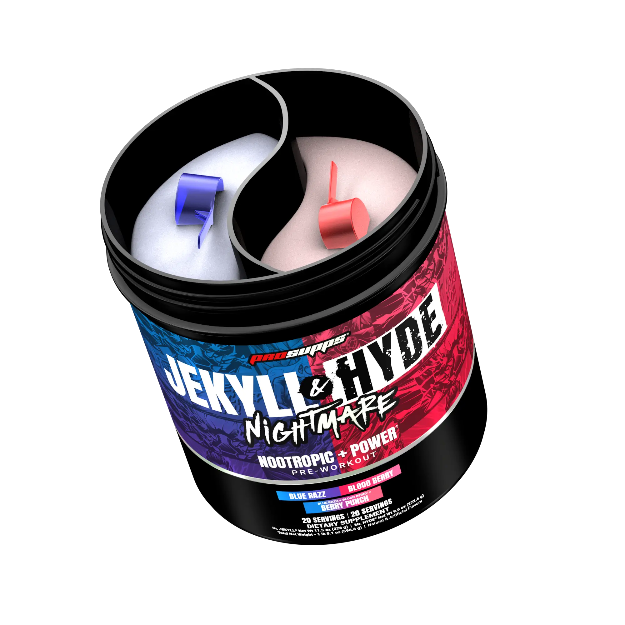 Jekyll & Hyde Dual Tub Pre-Workout Blue Razz and Blood Berry