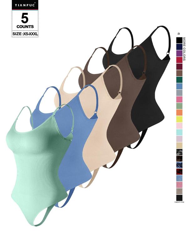 Women's Solid-Color Adjustable-Strap Shapewear Bodysuit, Tummy-Control Spaghetti-Strap Slim Shaper, Seamless Underwear for Women, Invisible Shaper