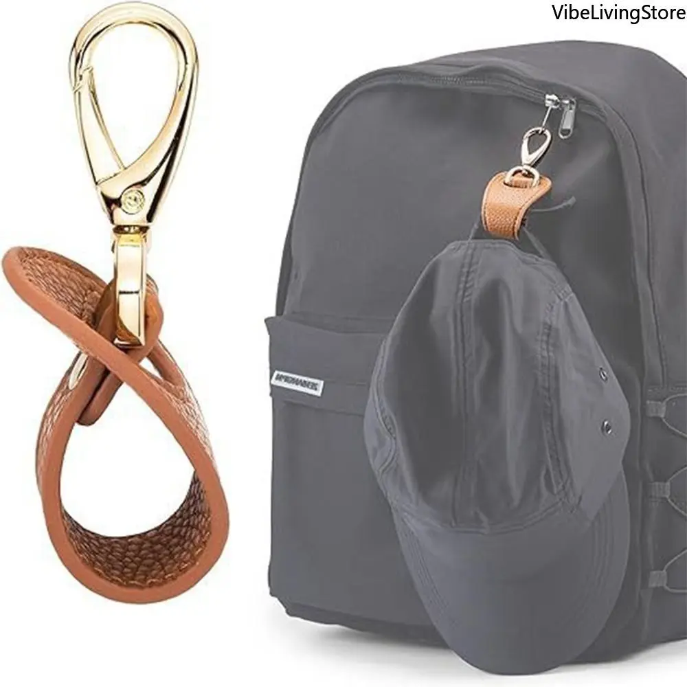 2Pcs/Pack PU Leather Golf Hat Clip, Solid Color Travel Hat Holder Bag Clip Portable Wallet Buckle Accessory, Charms For Bags, Bag Charm Keychain