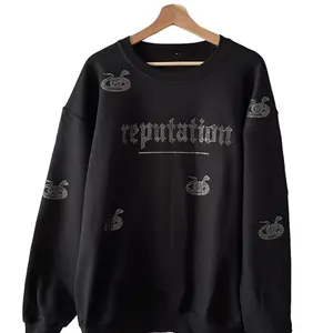 Reputation Rhinestone Pull Over Black Sweatshirt