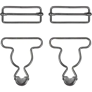 2Pairs Overall Buckles Replacement Adjustable Jean Overalls No-Sew Button Bib Clips for Pants Jacket Trousers Wide Hook