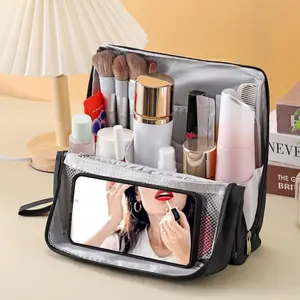 Standing Makeup Bag - Large Capacity Waterproof Organizer with 8 Compartments | Portable Oxford Cloth Cosmetic Case, Travel-Friendly Toiletry Storage