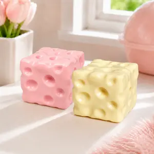Non-Rebound Cheese Cube Squishy - Super Soft Mochi Squeeze Fidget Item, Kawaii Aesthetic Stress & Anxiety Relief Tool, Cute Desk Decor, ASMR Relaxation Gift for Teen Girls & Women