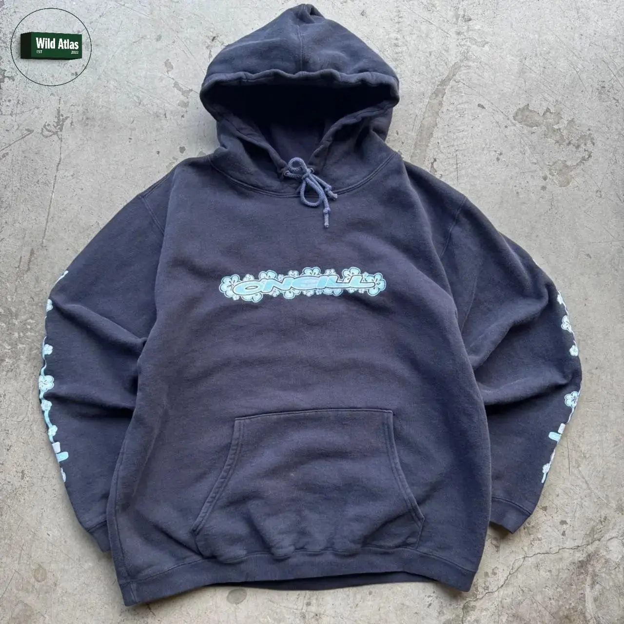 Vintage 90s O'Neill Floral Tri-Hit Unisex Hoodie, Premium Cotton Pullover with High-Tech Printing by Wild Atlas Apparel, USA-Made & Printed Apparel	