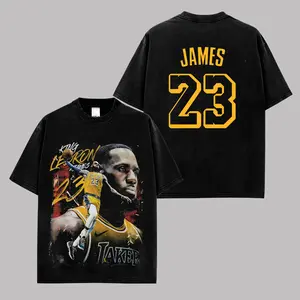 LeBron James - King James 23 Premium Cotton T-Shirt, Vintage Lakers Legend Graphic Tee, Los Angeles Basketball Fans Hoops Streetwear Shirt, LeBron Fan Merch, Unisex Oversized Sports Gift Tee