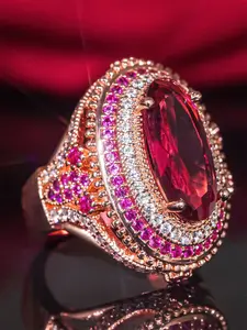 1 PC Charm Cubic Zirconia Ring Oval Halo Ring For Women For Wedding Valentine's Day Gift Jewelry