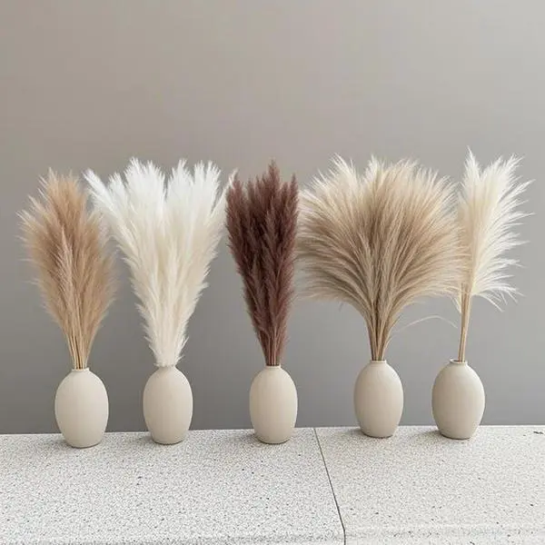 Natural Dried Pampas Grass Decor - 150Pcs 17-inch Boho Home Decor - Fluffy Bunny Tails & Neutral Tones - Farmhouse Wedding Office Wall Decor - Reusable Dried Flowers for Bathroom Kitchen