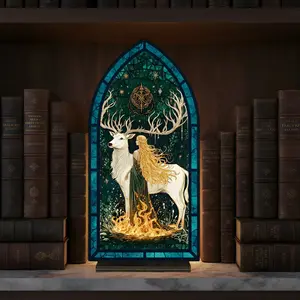 Aelin Throne of Glass Book Nook & Suncatcher Candle Holder, Fantasy Decor, Stag and Fire Scene, Cozy Reading Light, Bookish Gift (No Candle)