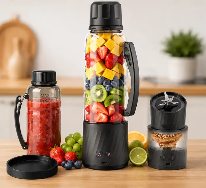 22oz Portable Blender for Smoothies & Shakes | BPA-Free Personal Blender with Pulse Mode, 6-Leaf Blades & Nut Grinder Cup