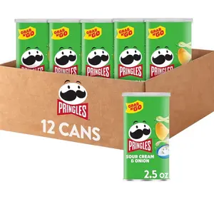 Pringles Potato Crisps Chips, Sour Cream & Onion, 2.5oz (12 Count)