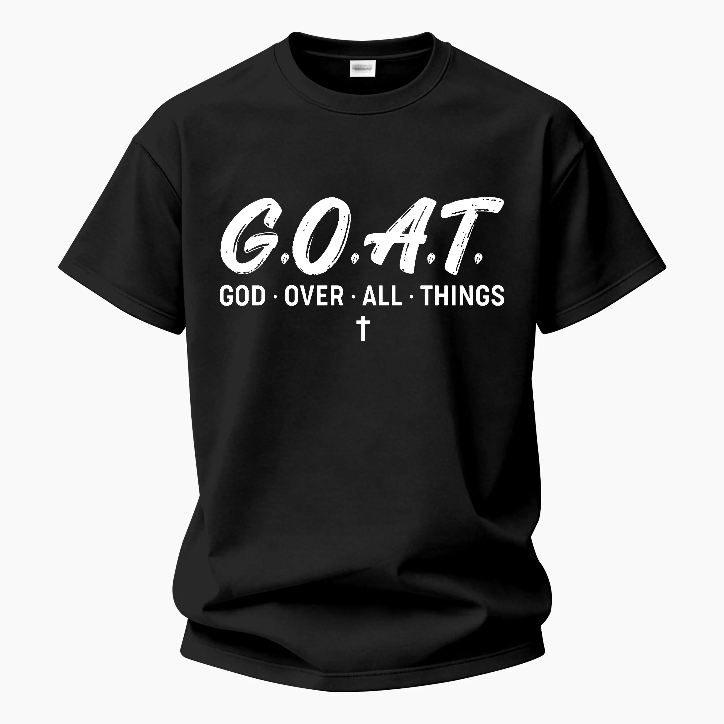 Men's 100% Cotton Casual Unisex Fashion Goat Graphic Print Solid Short-Sleeve T-Shirt - Soft Breathable Clothes, Summer Streetwear & Daily Wear Menswear Top for Outdoor Fun