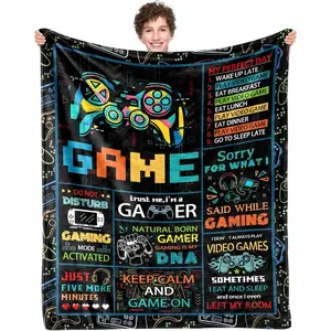 Gamer Gifts Blanket for Boys, Gaming Gift for Adult, 50"X 60" Game Controller Blanket Decor for Home Bedroom Birthday, Christmas, Holiday, Thanksgiving Gifts for Son