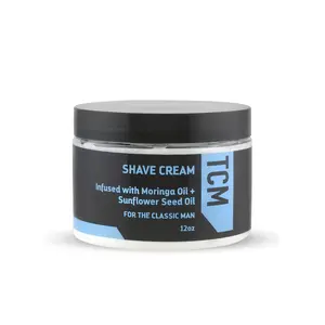TCM Shave Cream for the Classic Wet Shave, Enriched with Aloe Vera, Shea Butter, Witch Hazel + Moringa Oil- Sensitive Skin, Close Shave, Rich Moisture, Incredibly Soft Skin, 12 oz